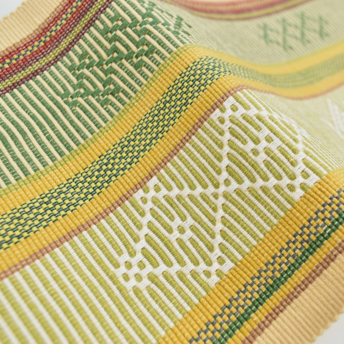 読谷山ミンサー 半幅帯 クリーム ｜読谷山花織事業協同組合